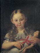 unknow artist Girl with a doll, oil painting reproduction